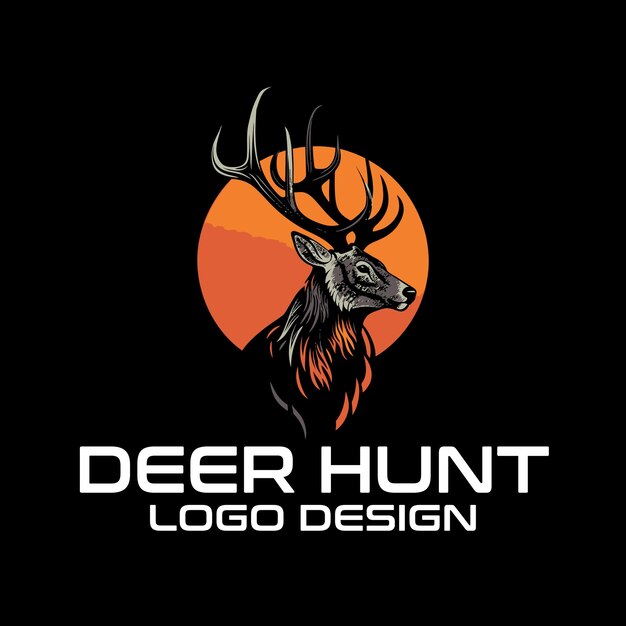 Vector deer hunt vector logo design