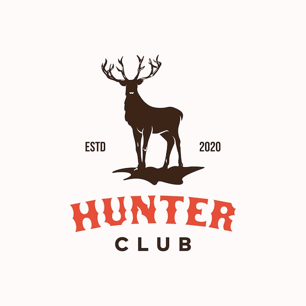 Deer hunter club logo design template