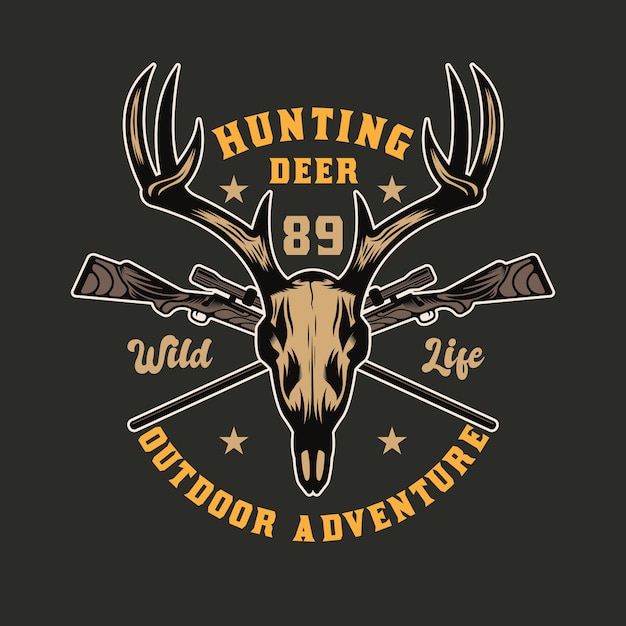 Vector deer hunting adventure emblem design