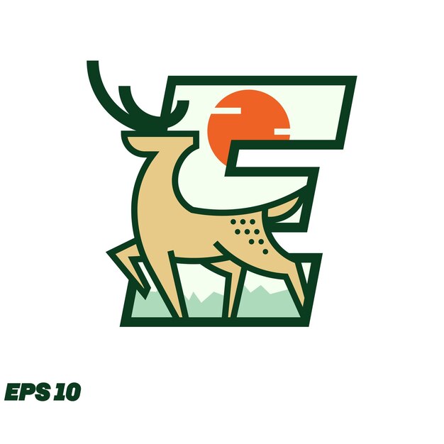 사슴 또는 사냥 알파벳 E