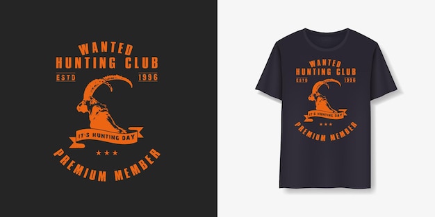 벡터 사슴 사냥 클럽 tshirt 디자인