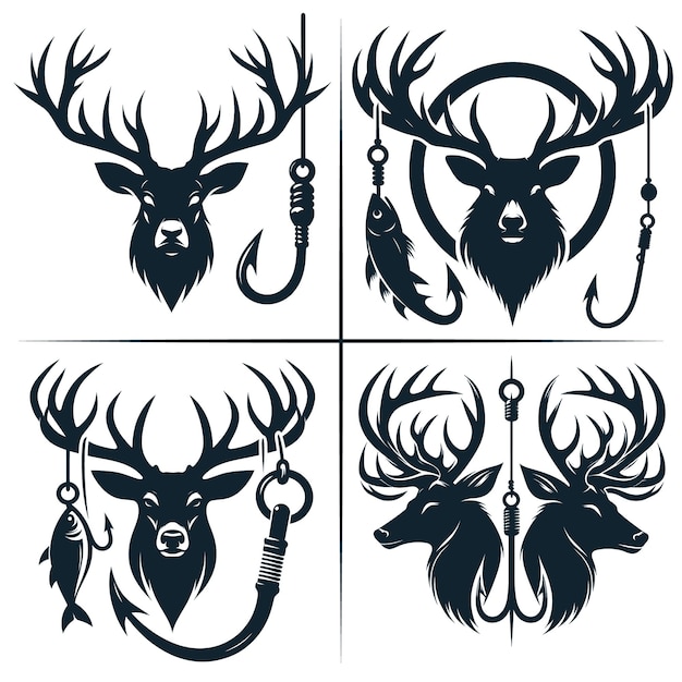 Deer Hunting And Fishing Hook Vector