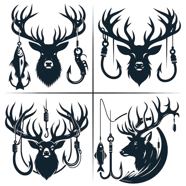 Deer Hunting And Fishing Hook Vector