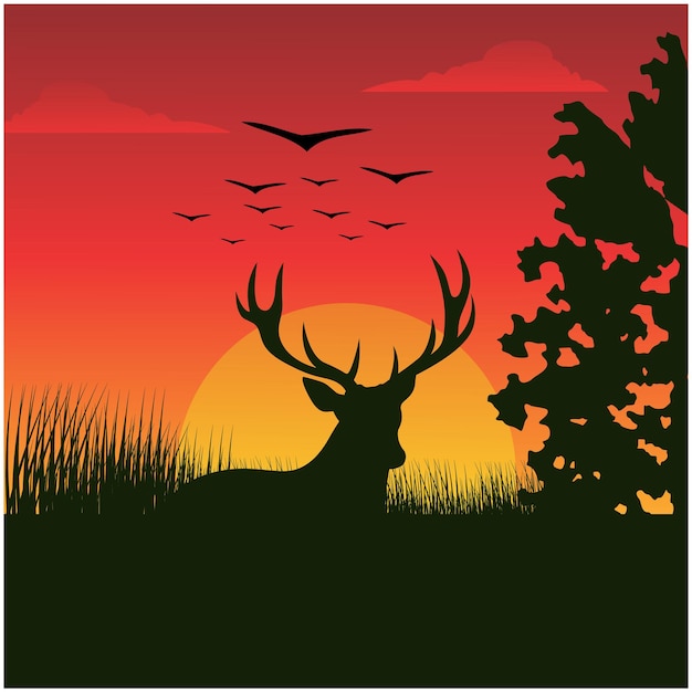 Vector deer hunting logo
