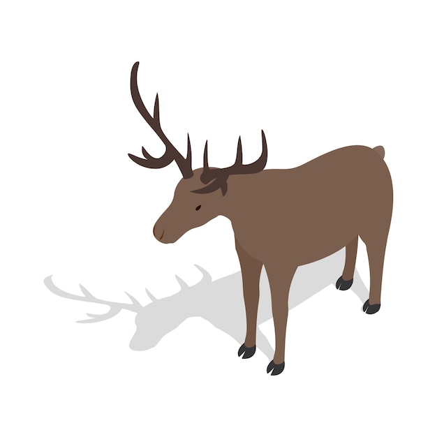 Vector deer icon in isometric 3d style on a white background