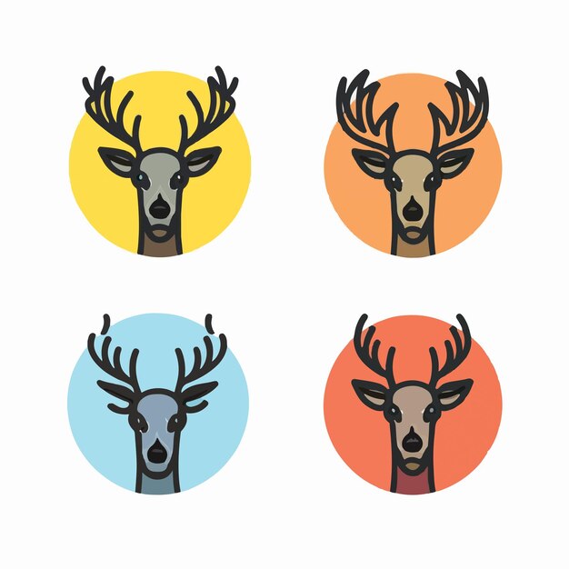 Vector deer icons set on a white background illustration