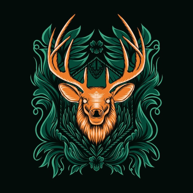 Deer illustration with ornament