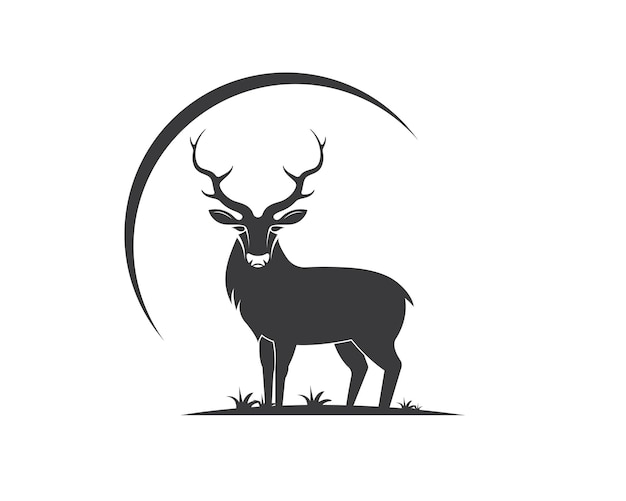 鹿のイラストのロゴのベクトル