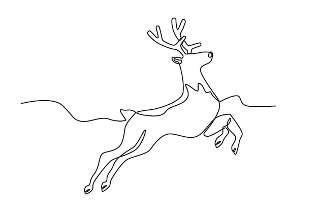 A deer jumping high deer oneline drawing