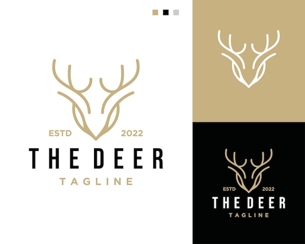 Deer line art logo deign template