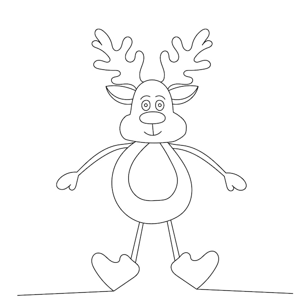 Vector deer line drawing on white background vector