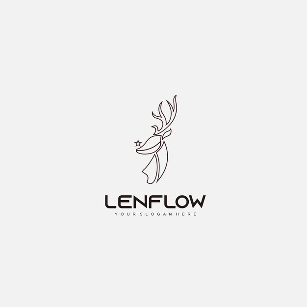 Deer line logo template illustration design