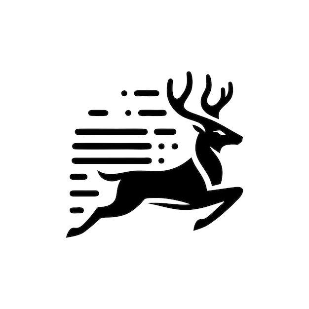 Vector deer logo concept deer logo running design template deer silhouet op een witte achtergrond