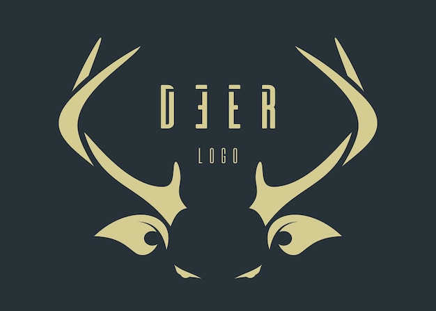 Deer logo concept design golden stylized deer head on a dark green background deer lettering