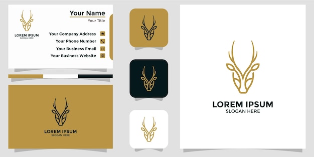 Vector deer logo design and branding card