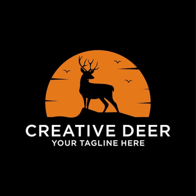 Vector deer logo design template deer logo illustration deer shield silhouette deer vector