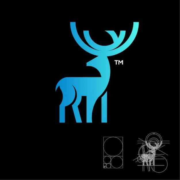 Vector deer logo in gradient blue