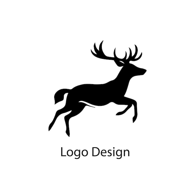 Deer logo line icons black design