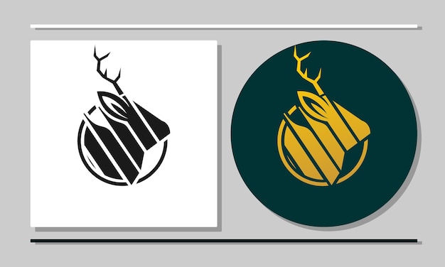 Deer Logo logo with stripes and black and gold color