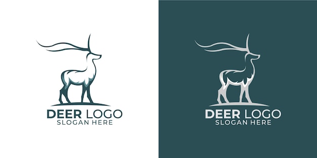 Deer logo set with elegant silhouette style