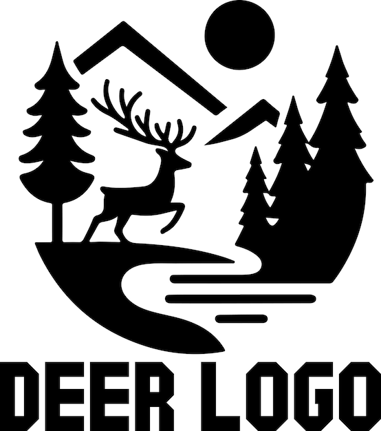 Deer logo vector art illustratie zwarte kleur een deer logo concept witte achtergrond 12