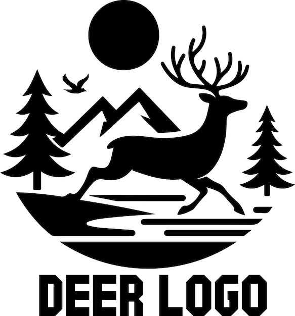 Deer logo vector art illustration black color a deer logo concept white background 14