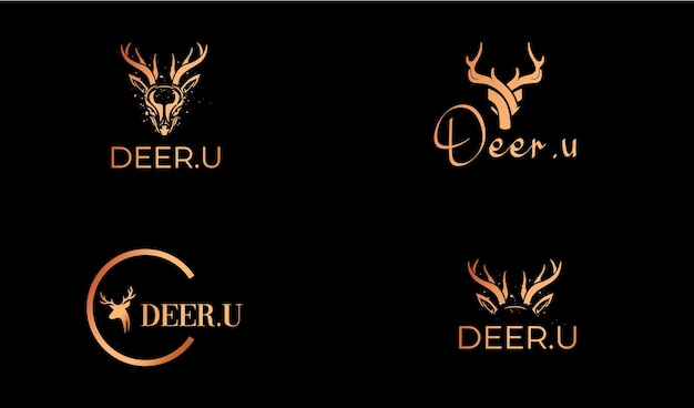 Deer_logo_vector_collection_template_rose gold_gradient