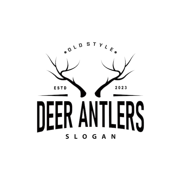 Vector deer logo vintage wild deer hunter design deer antlers product brand illustration