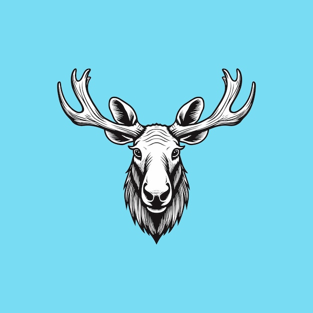 Deer logo with simple minimalist line art