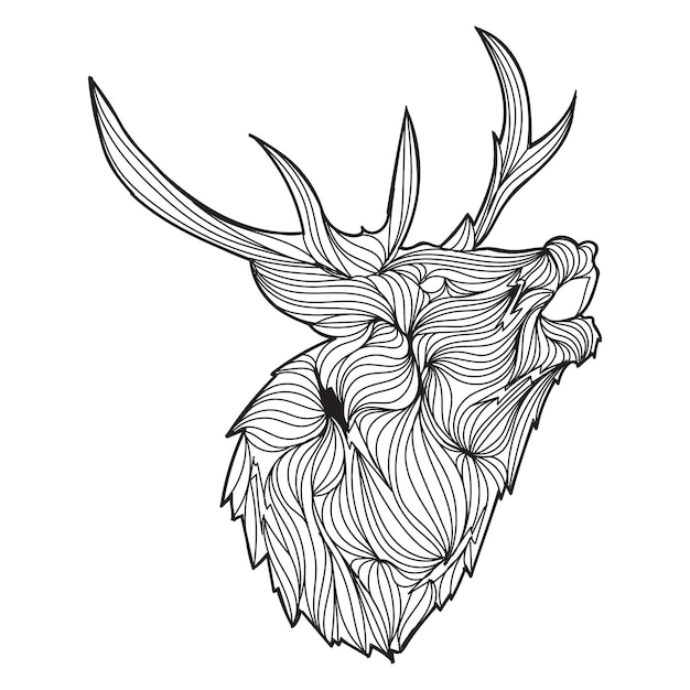 Vettore illustrazione vettoriale di mandala di cervo