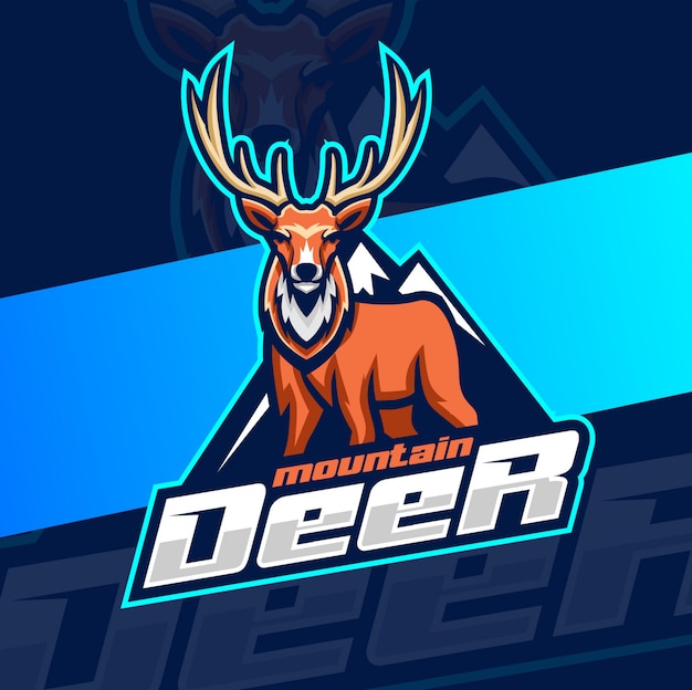 Vector deer mascot esport logo design