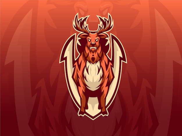 Вектор Шаблон логотипа deer mascot gaming esport