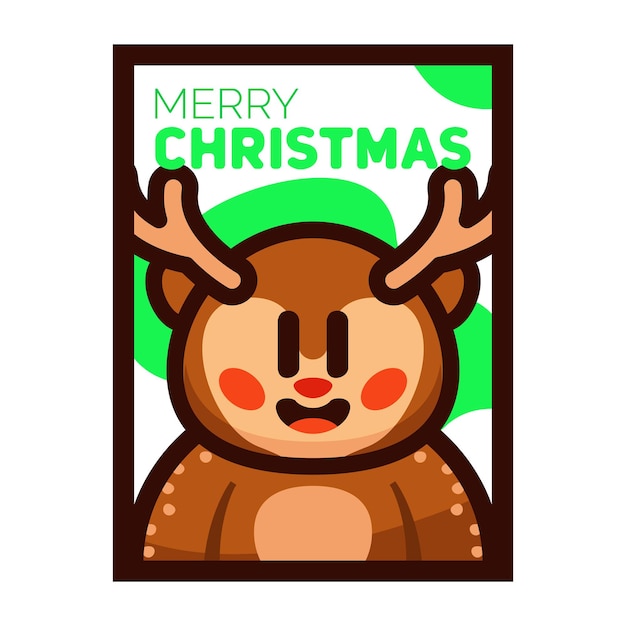 Vector deer merry christmas cartoon vector illustration