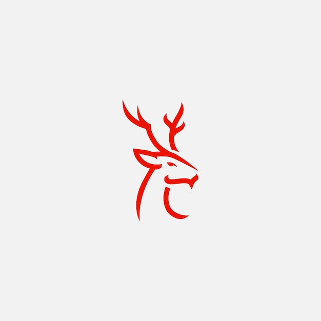 ベクトル 鹿のモノラル ラインのロゴのベクトル図