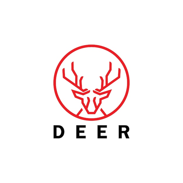 Deer monoline logo design vector template