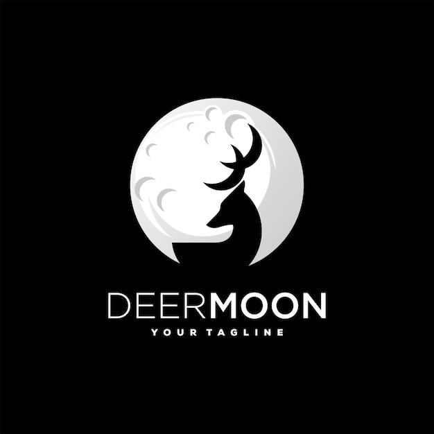 Deer moon silhoutte logo design