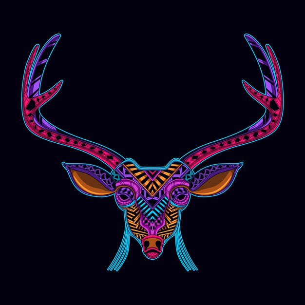 Deer in neon color style art
