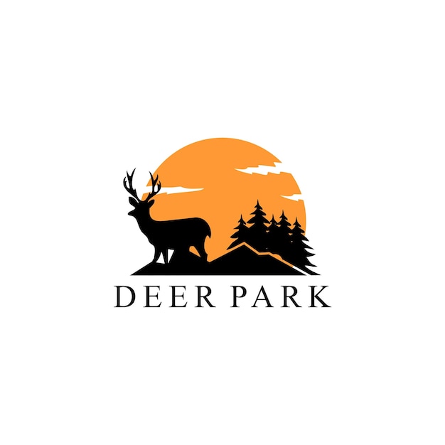 Deer park sunset vector logo design