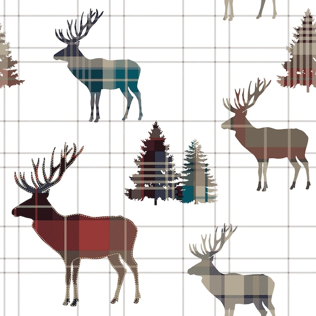 Vector deer pattern digital and textile pattern design