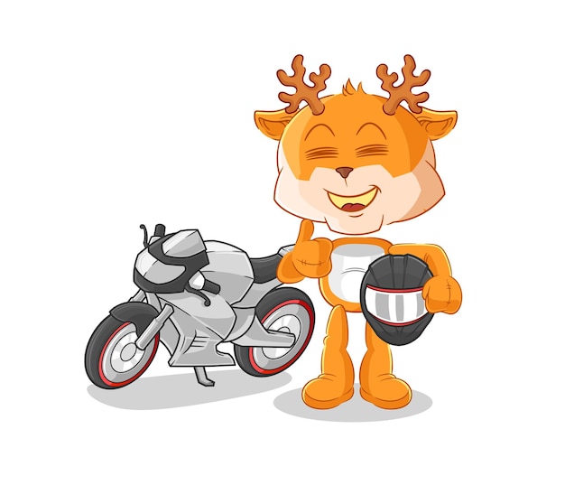 Deer racer character cartoon mascot vector