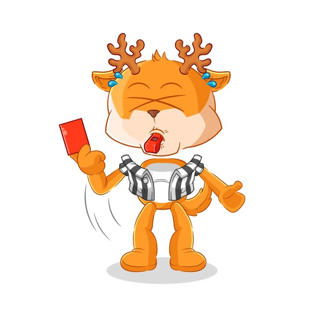 Deer referee with red card illustration character vector