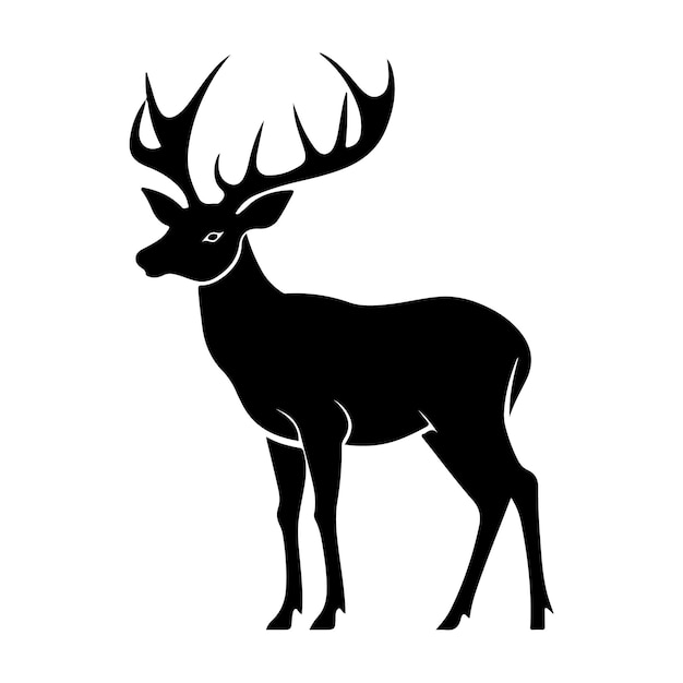 Vector deer silhouette clipart on a white background