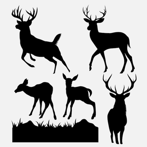 Vector deer silhouette collection