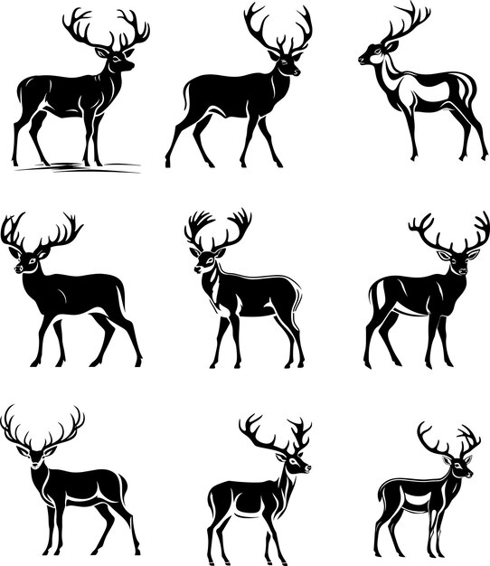 deer silhouette logo set vector illustration