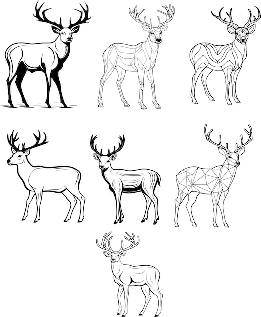 deer silhouette logo set vector illustration