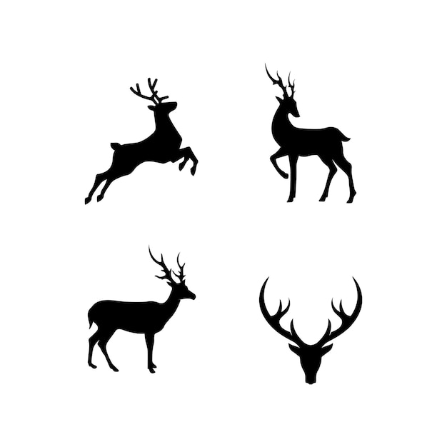 Vector deer silhouette set