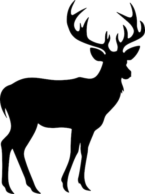 Deer Silhouette Vector Illustration White Background