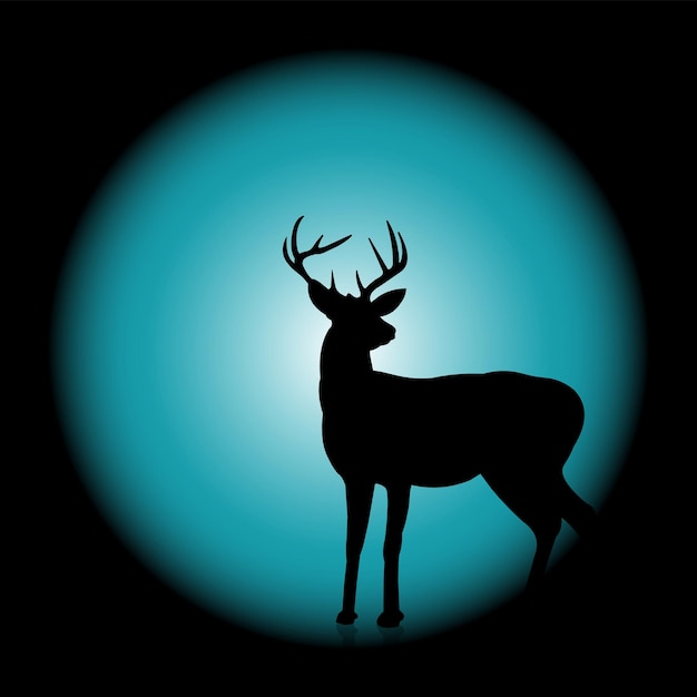 deer silhouette vector with glowing background