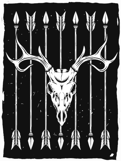 deer skull and arrows poster design