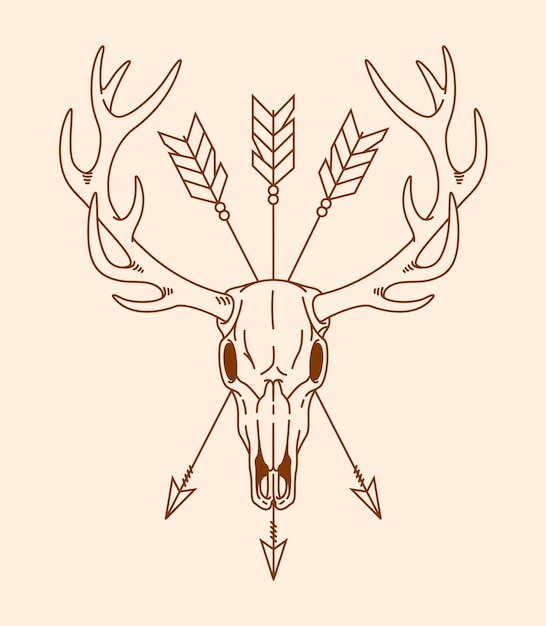 Deer skull line art illustration